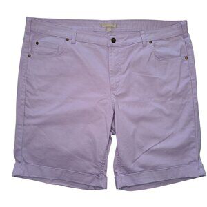 Woman Within Purple Cuffed Stretchy Denim Shorts Plus Size 22W